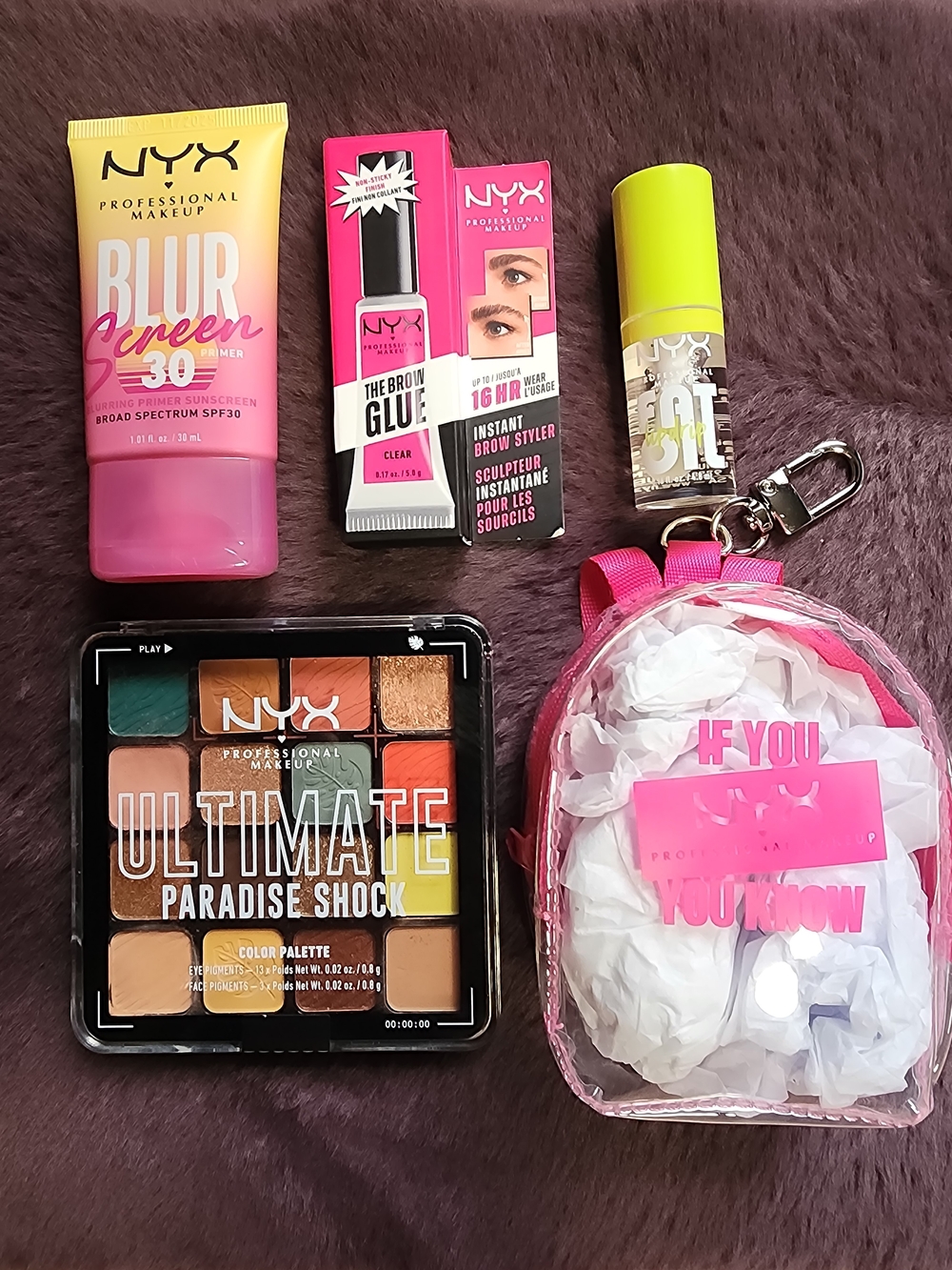 NWT $45 NYX Colorful Makeup Set with Pink Pouch